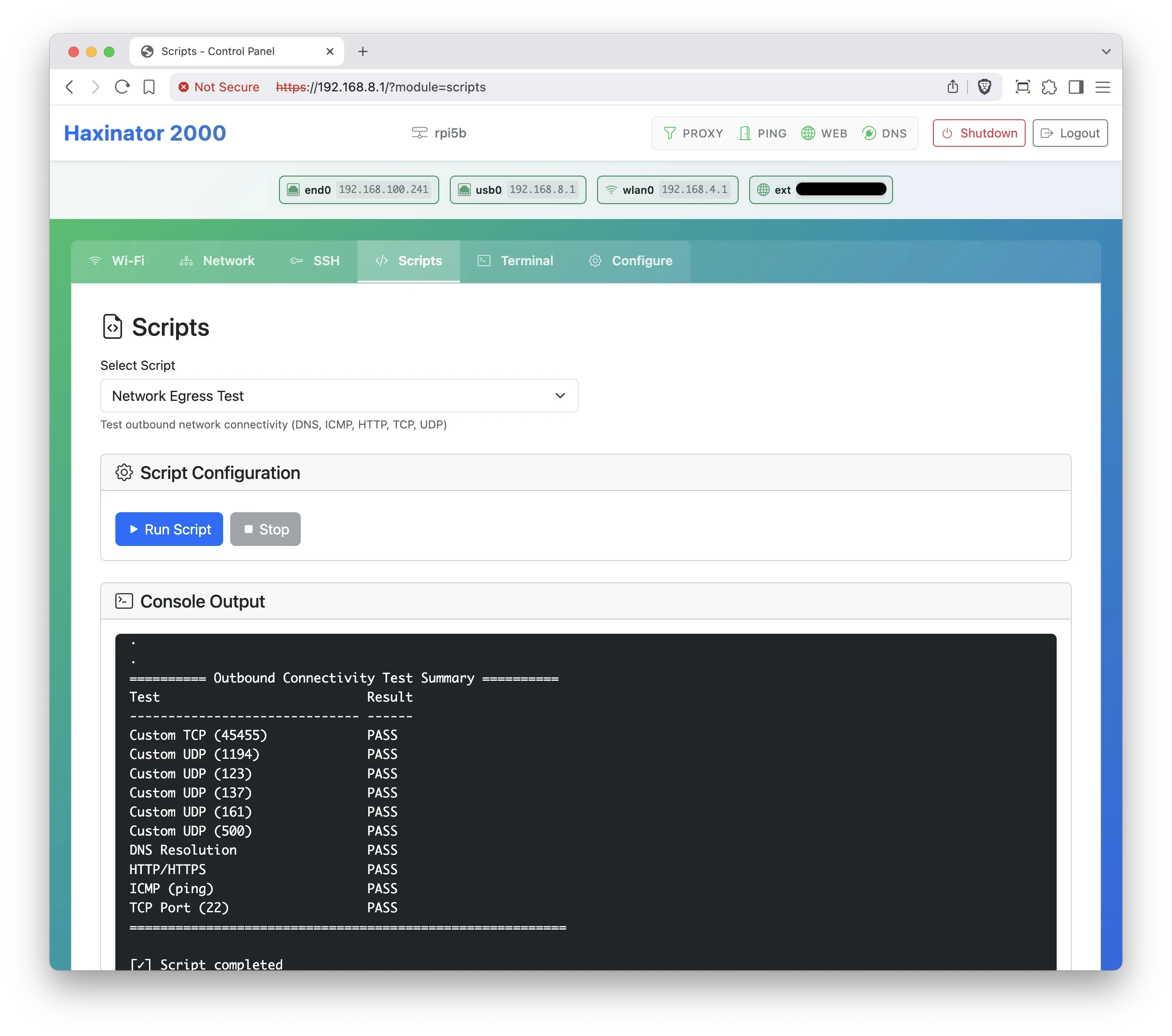 Haxinator Scripts Interface - Run custom automation scripts